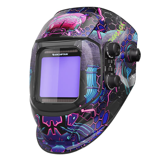 ARCCAPTAIN True Color Solar Auto-Darkening Welding Hood Cyberpunk Brain Design