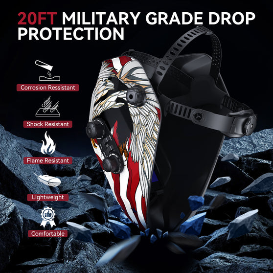 ARCCAPTAIN Large View Auto-Darkening Eagle Design Welding Helmet
