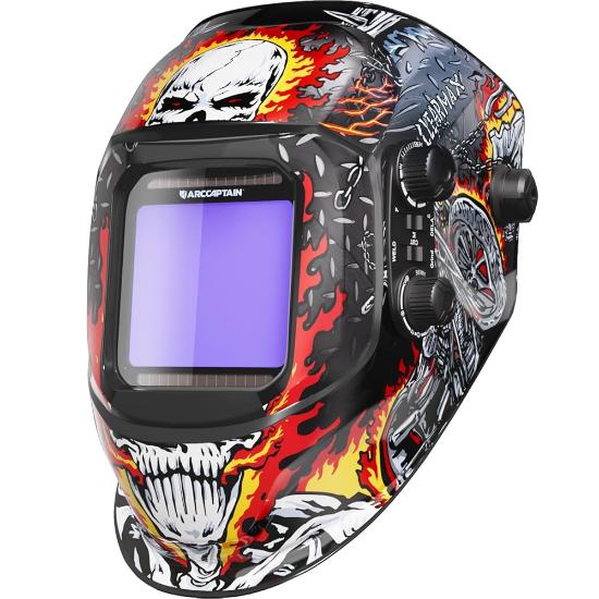 ARCCAPTAIN Large View Auto-Darkening Skeletonknight Design Welding Helmet
