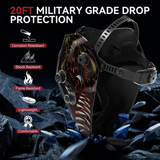 ARCCAPTAIN Large View Auto-Darkening Alien Design Welding Helmet