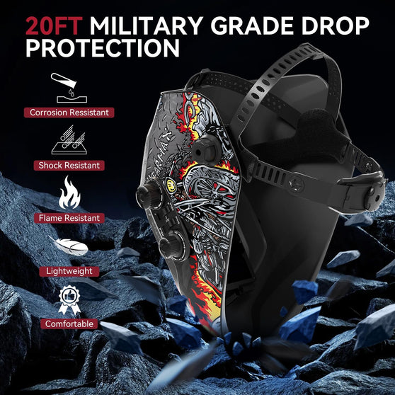 ARCCAPTAIN Large View Auto-Darkening Skeletonknight Design Welding Helmet