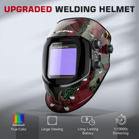 ARCCAPTAIN Large View Auto-Darkening wolf Design Welding Helmet