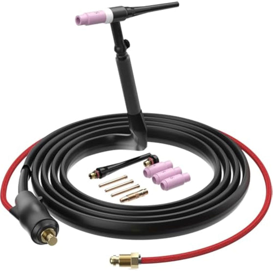 ARCCAPTAIN TIG Welding Gun, WP-17V Argon TIG Torch with 13FT Red Air Hose and 35-50mm Connector, Lift Tig Torch 150amp with 13FT Cable