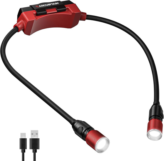 ARCCAPTAIN Rechargeable Neck Light Red Warning Light Battery Indicator Magnetic Mount