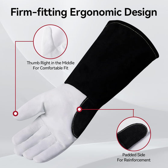 ARCCAPTAIN Soft Goat Grain TIG Welding Gloves 4-Inch Extended Cuff