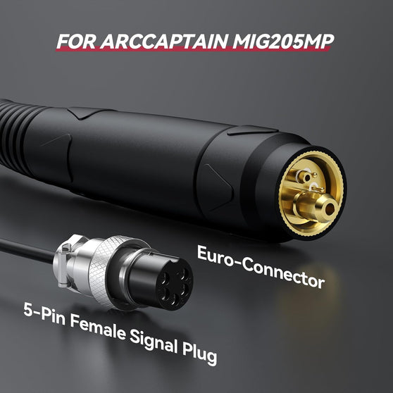 ARCCAPTAIN Spool Gun for Aluminum Welding Euro Connection 5-Pin 10FT