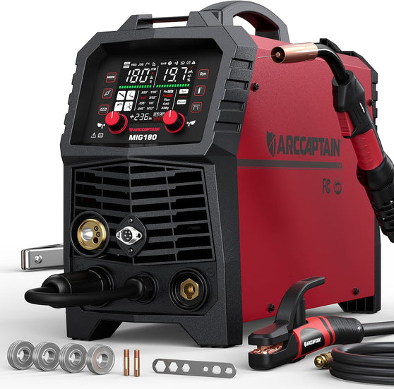 ARCCAPTAIN MIG180 MIG Welder 2T/4T 110V 220V LED Display 6-in-1 Welding Machine