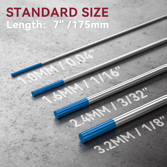 مجموعة من 10 أقطاب لحام تنجستن من ARCCAPTAIN TIG (أزرق - 2% سيرياتيد، WC20/EWCe-2) 