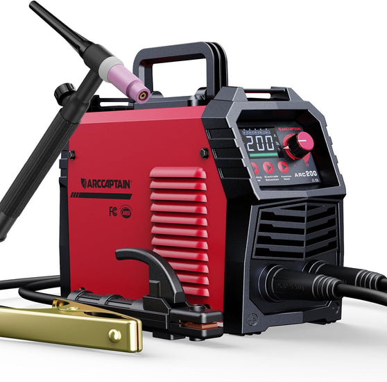 ARCCAPTAIN ARC200L Stick/Lift TIG Welder with Lift TIG Torch Large LED Display 110V/220V Welding Machine