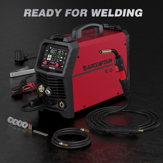 ARCCAPTAIN MIG180 MIG Welder 2T/4T 110V 220V LED Display 6-in-1 Welding Machine
