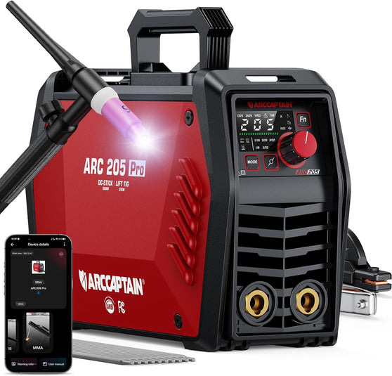 ARCCAPTAIN ARC205L Pro 120V/240V Stick Welder with Lift TIG Torch  Welding Machine
