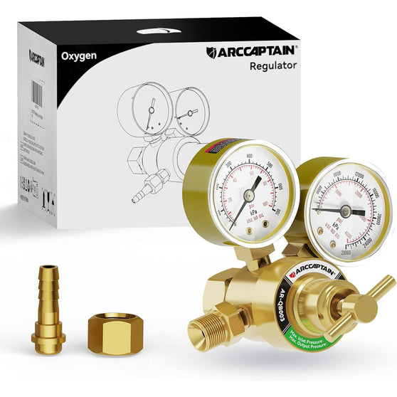 ARCCAPTAIN Oxygen Regulator Gauges Gas Welding, 0-4000PSI and 0-100PSI Welding Gas Gauges