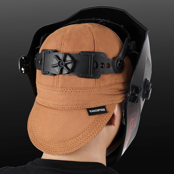 ARCCAPTAIN Reversible Welding Cap with Elastic Retractable Band 10 oz Fireproof Cotton Comforts Khaki