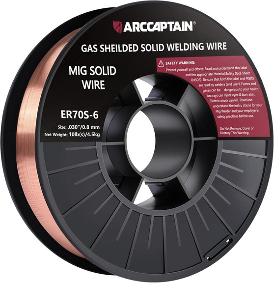 ARCCAPTAIN Mig Welding Wire Mig Wire ER70S-6 10Lbs Gas Solid Carbon Steel Low Splatter Mig Welding Wire