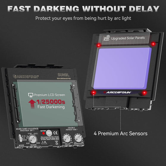 ARCCAPTAIN Internal Control Auto Darkening Welding Helmet Clearmax+ Model