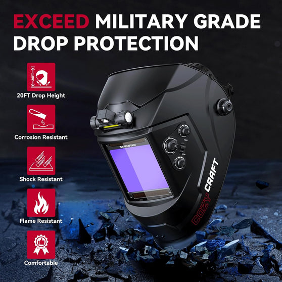 Auto Darkening True Color Welding Helmet Black CozyCraft X200