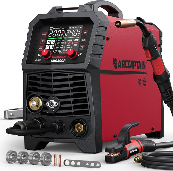 ARCCAPTAIN Pulse MIG Welder MIG200P 110V 220V Aluminum Welding 7 In 1 Welding Machine