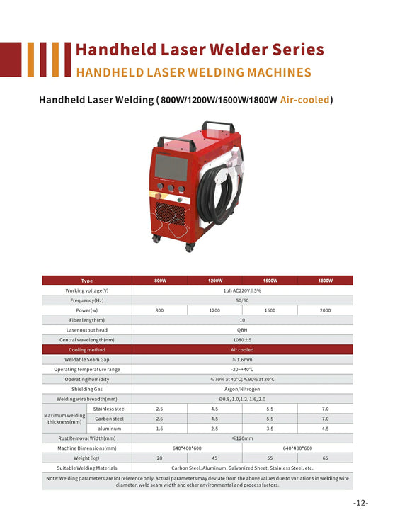 ARCCAPTAIN 1500W/2000W Air-cooled Fiber Laser Welding Machine