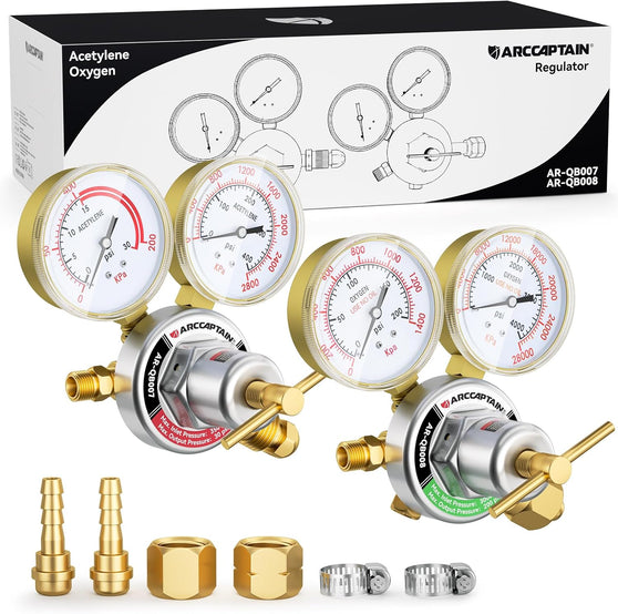 Oxygen and Acetylene Gas Regulators CGA540 and CGA510 Welding Gas Gauges