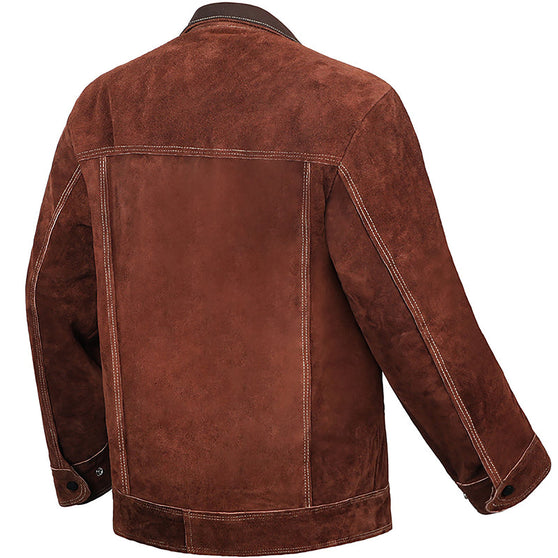 Heavy Duty Cowhide Welding Jacket Brown Leather Coat